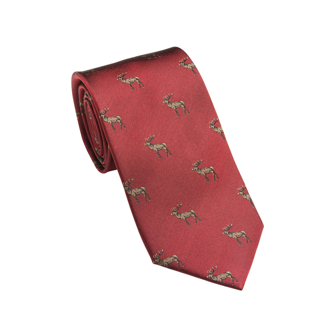 LA183_Laksen Kronhjorte Slips i Vintage Red