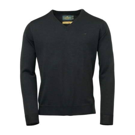 Laksen Sussex V-neck Merino Sweater i Pine