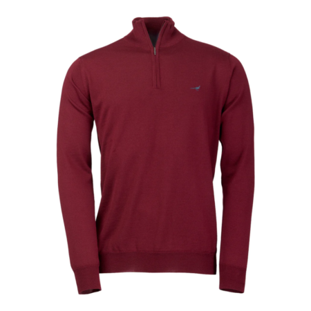Laksen Norfolk Half-Zip Merino Sweater i Bordeaux
