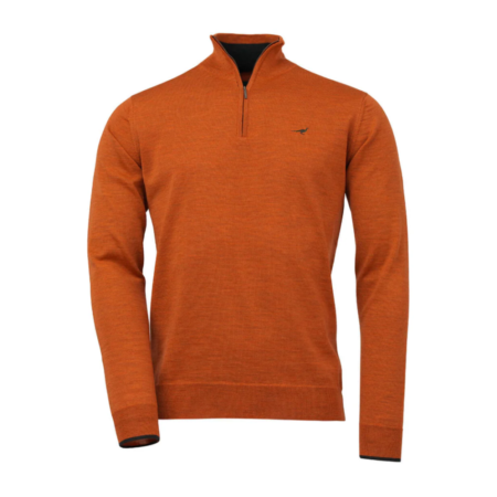 Laksen Norfolk Half-Zip Merino Sweater i Burn Orange