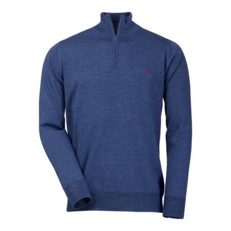 Laksen Norfolk Half-Zip Merino Sweater i Corn Blue