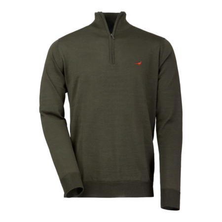 Laksen Norfolk Half-Zip Merino Sweater i Olive