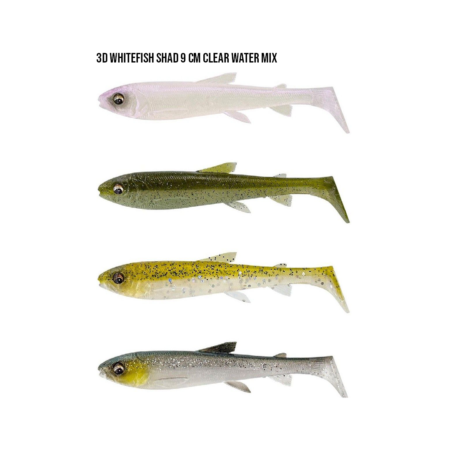 Savage Gear 3D Whitefish Shad 9cm. Clear Water Mix