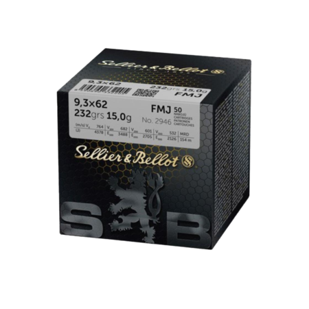Sellier & Bellot 9,3x62 FMJ 15g. / 232 grs 50 stk