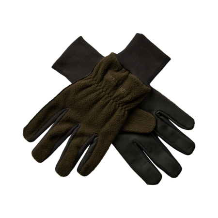 Deerhunter Fleecehandske med Læder - Art Green