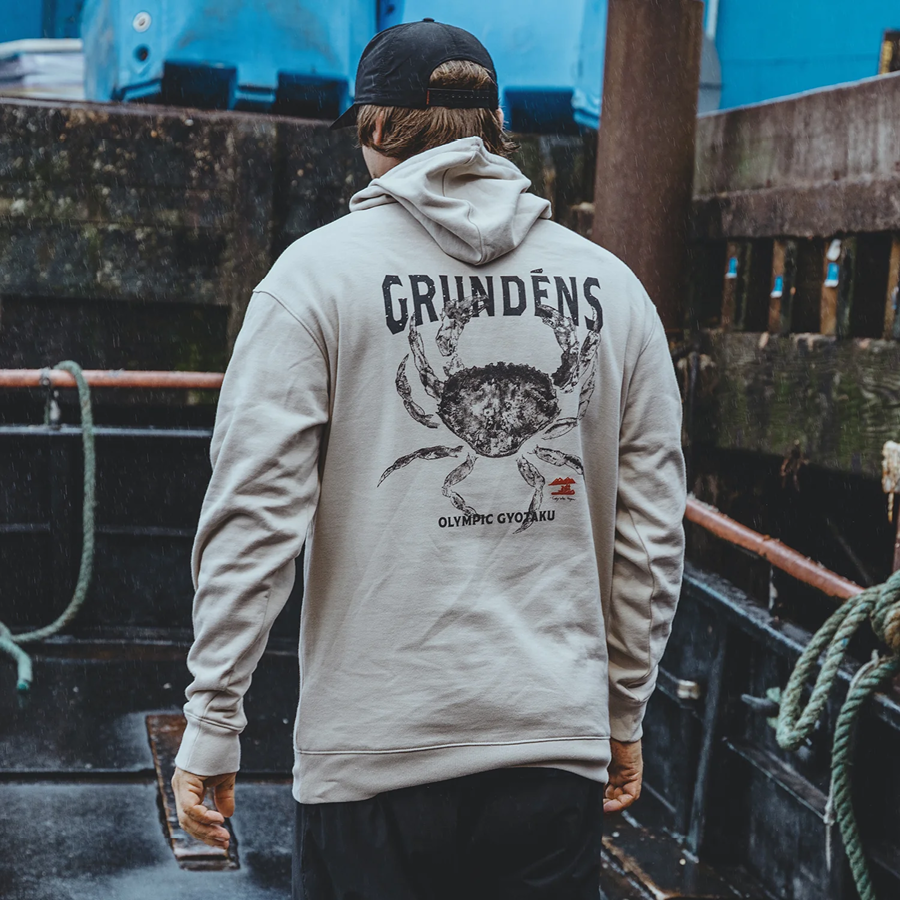 Grundéns Dungie Gyotaku Hoodie i Bone Heather - Billede 3
