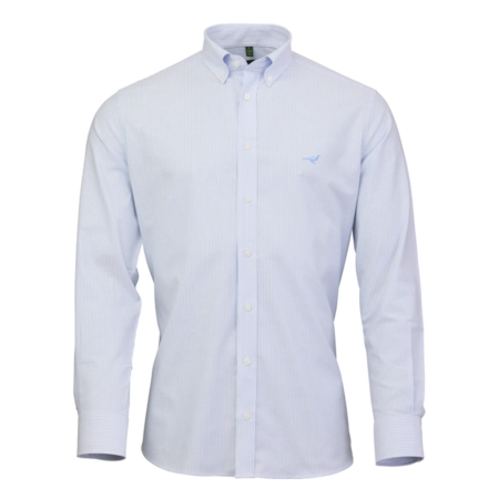 Laksen Pin Oxford Stretch Skjorte i Light Blue
