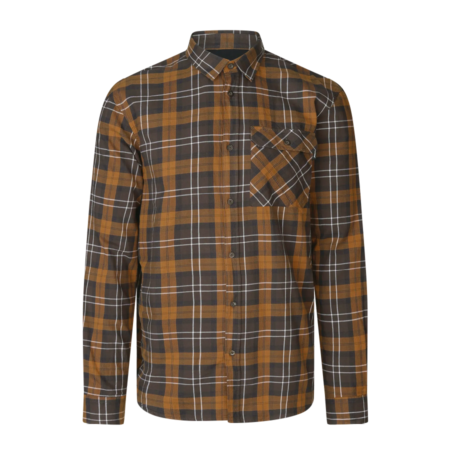 Seeland Glen Flannel Skjorte i Dark Brown/Camel Check